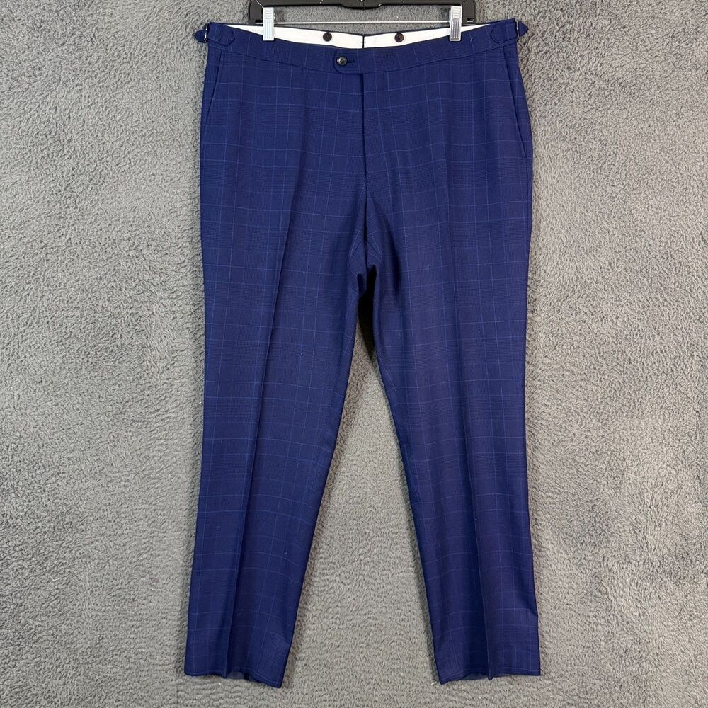 Suitsupply Pants Mens 36x31 Blue La Spalla Slim Fit Dress Slacks Wool Side Tabs
